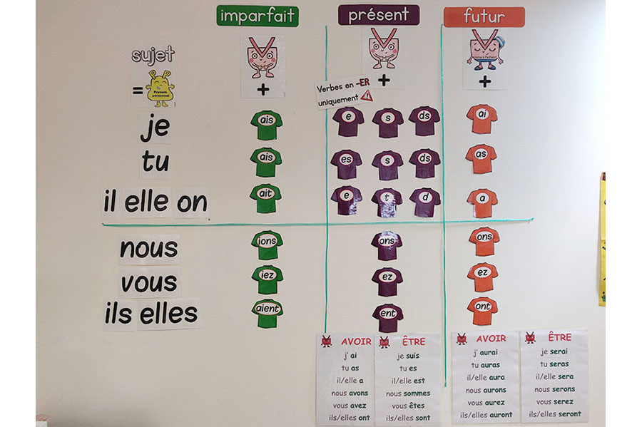 Affichage évolutif de conjugaison